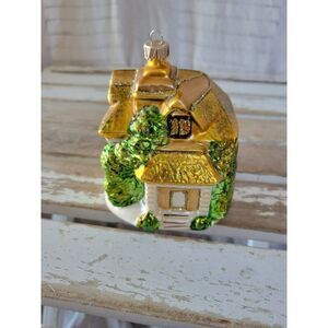 Glass cottage House ornament Xmas glitter large